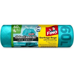 FINO FLEX Odor Control behúzószalagos szemeteszsák, 33 µm, 60 l, 8 db kép