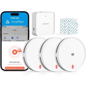 Meross Smart Smoke Alarm - 3 × MA151 + 1 × MSH450 Matter hub szett kép