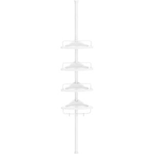 Songmics Zuhanyzópolc 85-305 cm, állítható, fehér kép