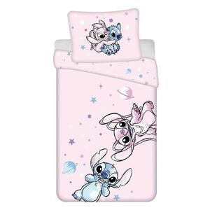 Rózsaszín egyszemélyes pamut gyerek ágyneműhuzat 140x200 cm Lilo a Stitch "Universe" – Jerry Fabrics kép