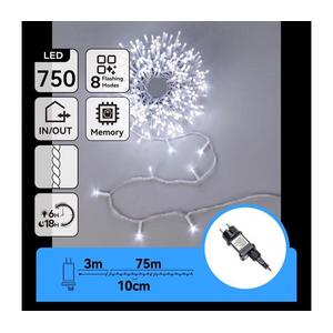 B.V. - LED kültéri karácsonyi fényfüzér 750xLED/8 üzemmód 78m IP44 hideg fehér B10303AFRL kép