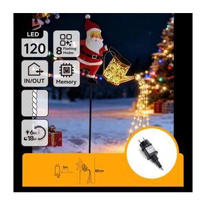 B.V. -LED kültéri karácsonyi dekoráció 120 LED/8 üzemmód 80 cm IP44 Santa/meleg fehér B10303AGPQ kép