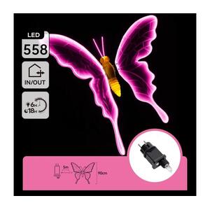 B.V. - LED kültéri dekoráció 558xLED 90 cm IP44 pillangó/rózsaszín B10303AGGP kép