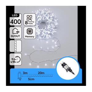 B.V. - LED kültéri karácsonyi fényfüzér 400 LED/8 üzemmód 23m IP44 hideg fehér B10303ABLL kép