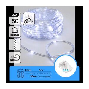 B.V. -LED kültéri karácsonyi fényfüzér 50xLED/8 funkció 3xAA 5, 3m IP44 hideg fehér B10303K8U kép