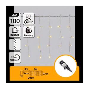 B.V. - LED kültéri karácsonyi fényfüzér 100xLED/8 funkciós 8x0, 4m IP44 meleg fehér B10303JU4 kép