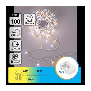 B.V. - LED kültéri karácsonyi fényfüzér 100xLED/8 világítási mód 3xAA 10, 3m IP44 meleg/hideg B10303K2B kép