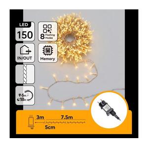 B.V. - LED kültéri karácsonyi fényfüzér 150 db LED/8 világítási mód 10, 3m IP44 meleg fehér B10303ABMD kép