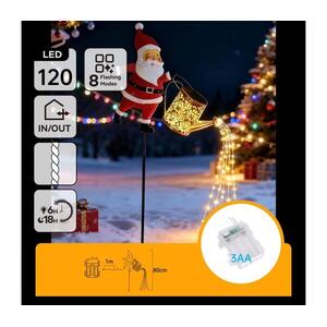 B.V. - LED kültéri karácsonyi dekoráció 120xLED/3xAA/8 funkció 80 cm IP44 Santa/meleg B10303AGPN kép