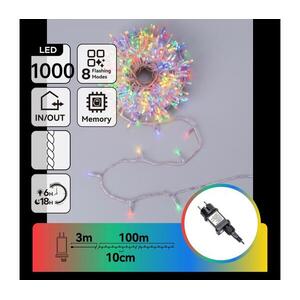 B.V. - LED kültéri karácsonyi fényfüzér 1000xLED/8 üzemmód 103m IP44 többszínű B10303AFRO kép