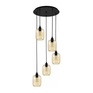 BRILAGI - LED kábeles csillár RETRO GLASS 5xE27/60W/230V fekete/füstös barna EG43334A+5xNSTK7765 kép