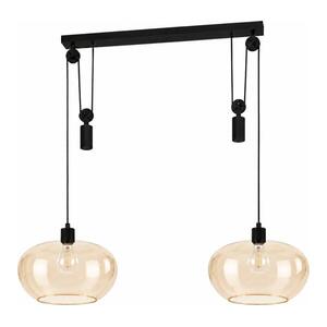 BRILAGI - LED csillár kábelen RETRO GLASS 2xE27/40W/230V fekete/füstös bézs EG43438A+2xNSBL1194 kép