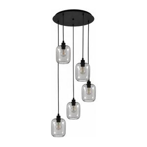BRILAGI - LED csillár kábelen RETRO GLASS 5xE27/60W/230V fekete/füstszürke EG43334A+5xNSTK7758 kép
