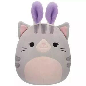 Squishmallows 20 cm - Tally a szürke cirmos cica nyuszi fülekkel plüss - Butopêa kép