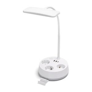 B.V. - LED fényerőszabályozható asztali lámpa aljzatokkal és USB-vel LED/4, 6W/230V fehér B1031143K kép