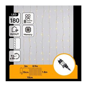 B.V. - LED kültéri karácsonyi fényfüzér 180xLED/8 üzemmód 3, 9x1, 8m IP44 meleg fehér B10303ABHM kép