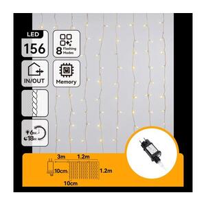 B.V. - LED kültéri karácsonyi fényfüzér 156xLED/8 világítási mód 4, 2x1, 2m IP44 meleg fehér B10303ABHD kép