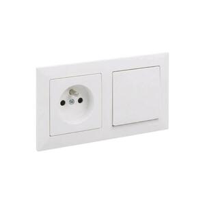Legrand - egypólusú, 1-es kapcsoló és fali aljzat kerettel SUNO 250V fehér LR0093+LR0086+LR0081 kép