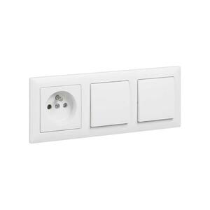 Legrand -Kettős egypólusú 1-es számú kapcsoló és háztartási aljzat SUNO kerettel 250V fehér LR0078+LR0081+LR0086+LR0086 kép