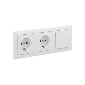 Legrand - Kettős háztartási SCHUKO aljzat és egypólusú kapcsoló 1. számú SUNO kerettel 250V fehér LR0078+LR0117+LR0117+LR0086 kép