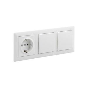 Legrand - Kettős egypólusú kapcsoló 1-es és SCHUKO háztartási aljzat SUNO kerettel 250V fehér LR0078+LR0117+LR0086+LR0086 kép