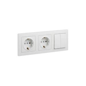 Legrand - Dupla SCHUKO háztartási dugalj és dupla kapcsoló č. 5 SUNO kerettel 250V fehér LR0078+LR0117+LR0117+LR0087 kép