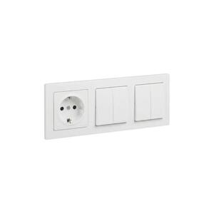 Legrand - 2x dupla kapcsoló 5-ös és háztartási SCHUKO aljzat SUNO kerettel 250V fehér LR0078+LR0117+LR0087+LR0087 kép