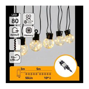 B.V. - LED kültéri díszfüzér 80xLED/3, 6W/230V 5m IP44 meleg fehér B103031R6 kép