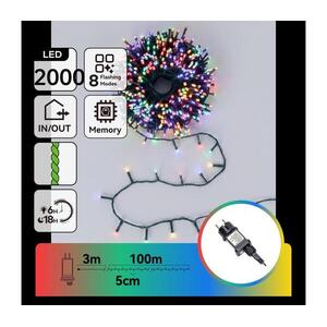 B.V. - LED kültéri karácsonyi fényfüzér 2000xLED/8 üzemmód 103m IP44 többszínű B10303AFRU kép