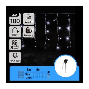 B.V. - napelemes LED fényfüzér 100xLED/8 világítási mód 8x0, 4m IP65 hideg fehér B10201JF8 kép