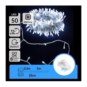 B.V. -LED Karácsonyi kültéri lánc 50xLED/8 funkció 3xAA 5, 3m IP44 hideg fehér B10303K1U kép