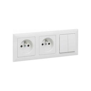 Legrand - Dupla háztartási konnektor és kettős kapcsoló č. 5 SUNO kerettel 250V fehér LR0078+LR0081+LR0081+LR0087 kép