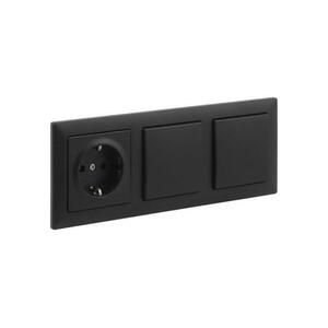 Legrand - Kettős egypólusú (1-es) kapcsoló és SCHUKO háztartási aljzat SUNO kerettel 250V fekete LR0094+LR0118+LR0070+LR0070 kép