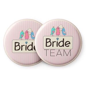 Spielehelden Sweet Bride jelvények leánybúcsú ajándék 12 kitűző 5, 6 cm extra nagy leánybúcsú ajándék kép