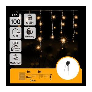 B.V. - LED napelemes karácsonyi fényfüzér 100xLED/8 funkciós 8x0, 6m IP65 meleg fehér B10201JG0 kép