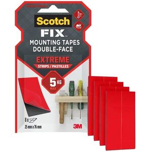 3M Scotch Extreme kétoldalas ragasztószalag, 25×76mm, 8 darab, teherbírás 5kg kép