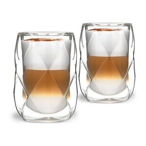 Geo 2 db-os duplafalú lattés pohár készlet, 250 ml - Vialli Design kép