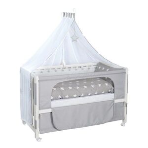 Fehér gurulós babaágy baldachinnal 60x120 cm Little stars – Roba kép