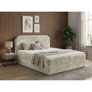 Kárpitozott boxspring ágy FORENA 160x200 cm krémszínű Matrac: Bonell rugós matrac kép