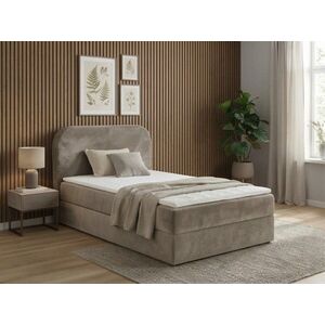 Kárpitozott boxspring ágy FORENA 90x200 cm bézs Matrac: Bonell rugós matrac kép