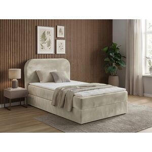 Kárpitozott boxspring ágy FORENA 90x200 cm krém színben Matrac: Bonell rugós matrac kép