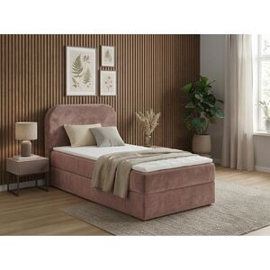 Kárpitozott boxspring ágy FORENA 90x200 cm óarany rózsaszínű Matrac: Bonell rugós matrac kép