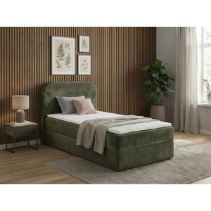 Kárpitozott boxspring ágy FORENA 90x200 cm sötétzöld Matrac: Bonell rugós matrac kép