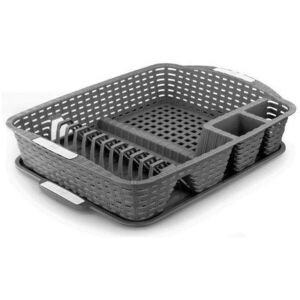 Mega Plast edényszárító, műrattan, metálszürke kép