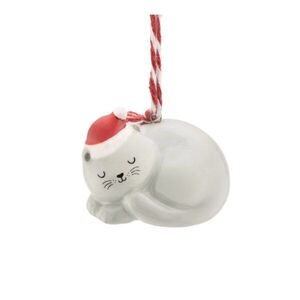 Kerámia karácsonyfadísz 4 cm Sleeping Cat – Sass & Belle kép