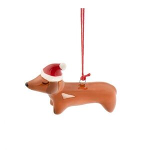 Kerámia karácsonyfadísz 7, 5 cm Sausage Dog – Sass & Belle kép