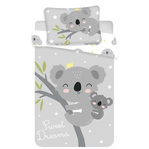 Szürke pamut gyerek ágyneműhuzat babaágyhoz 100x135 cm Koala "Sweet Dreams" – Jerry Fabrics kép