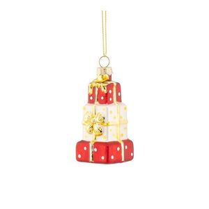 Üveg karácsonyfadísz 4 cm Stack of Presents – Sass & Belle kép