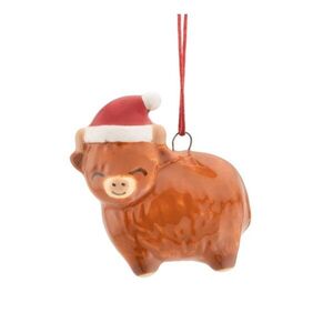 Kerámia karácsonyfadísz 4, 5 cm Highland Cow – Sass & Belle kép