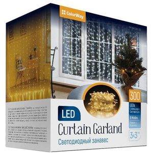 ColorWay CW-GW-300L33V, LED girland, 300x LED, meleg fehér, hossza 3 x 3 m kép
